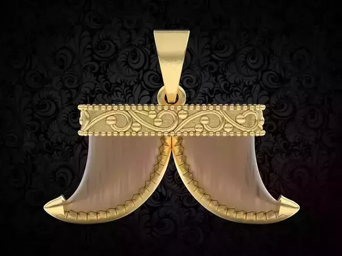 gold big cat claw good luck amulet 3D print model