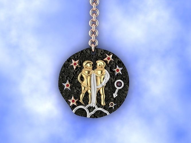 Gemini zodiac coin necklace  3D print model