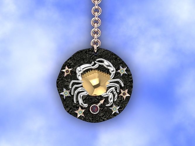 cancer zodiac coin necklace  3D print model