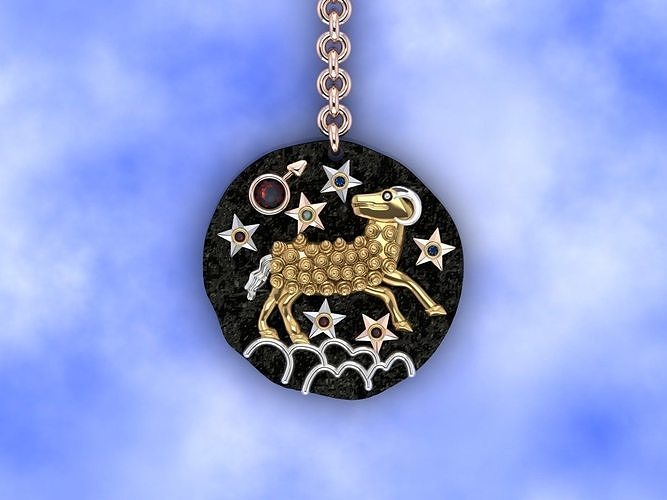 aries  zodiac coin necklace  3D print model