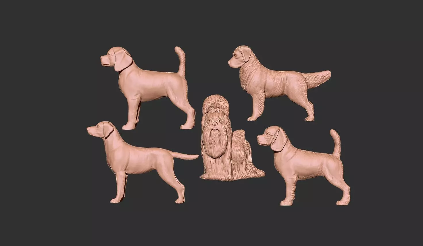 dog bas relief 3D print model_0