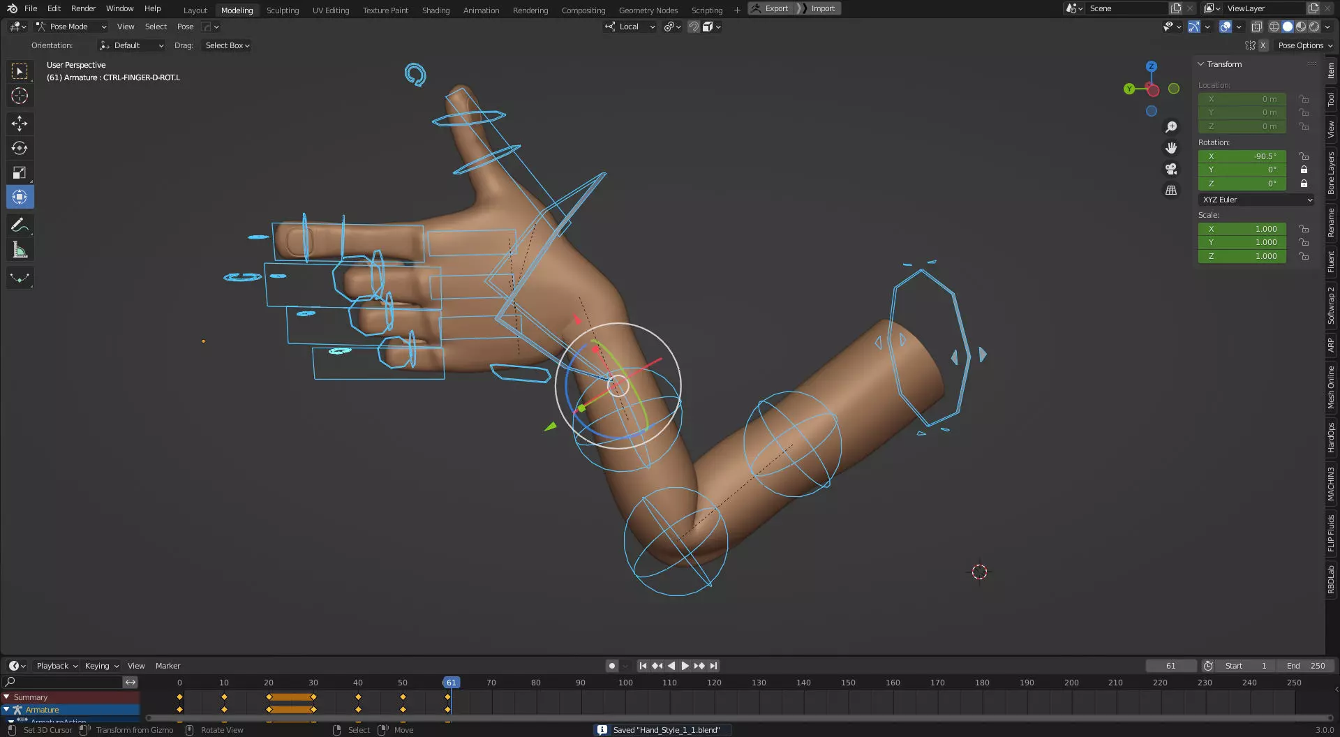 Rigged Arm and Hand - Blender 3D model_0