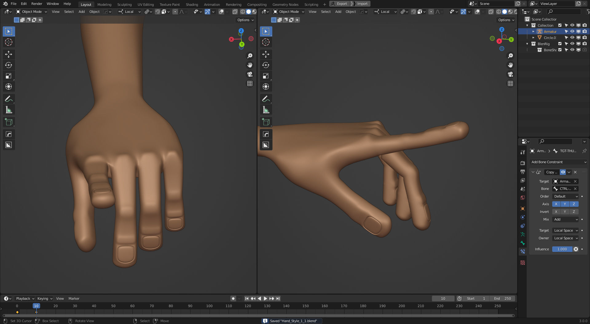 Rigged Arm and Hand - Blender 3D model_11