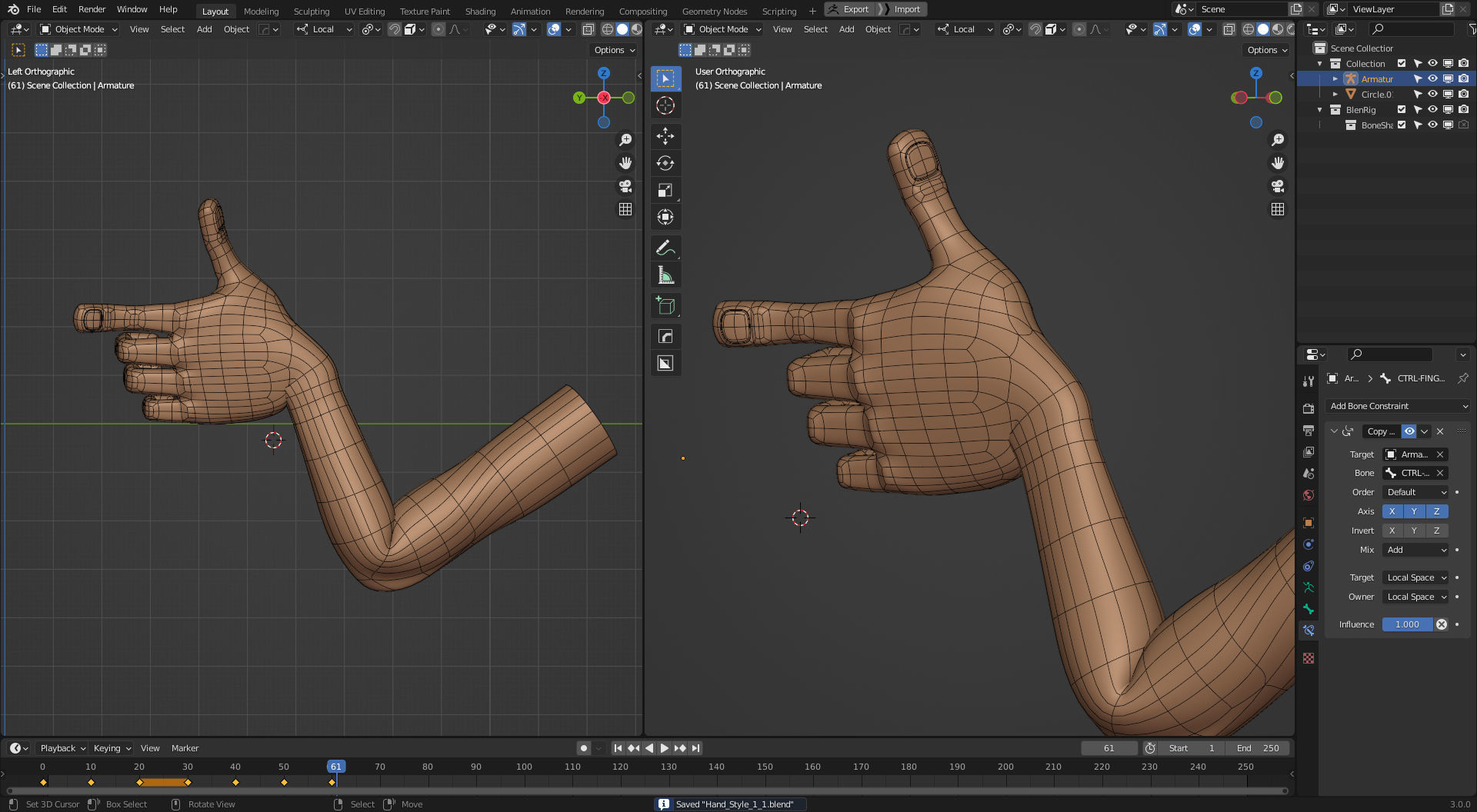 Rigged Arm and Hand - Blender 3D model_2