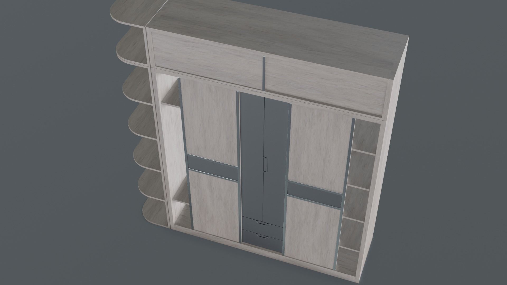 Scandinavian Modern Wardrobe Low-poly 3D model_12