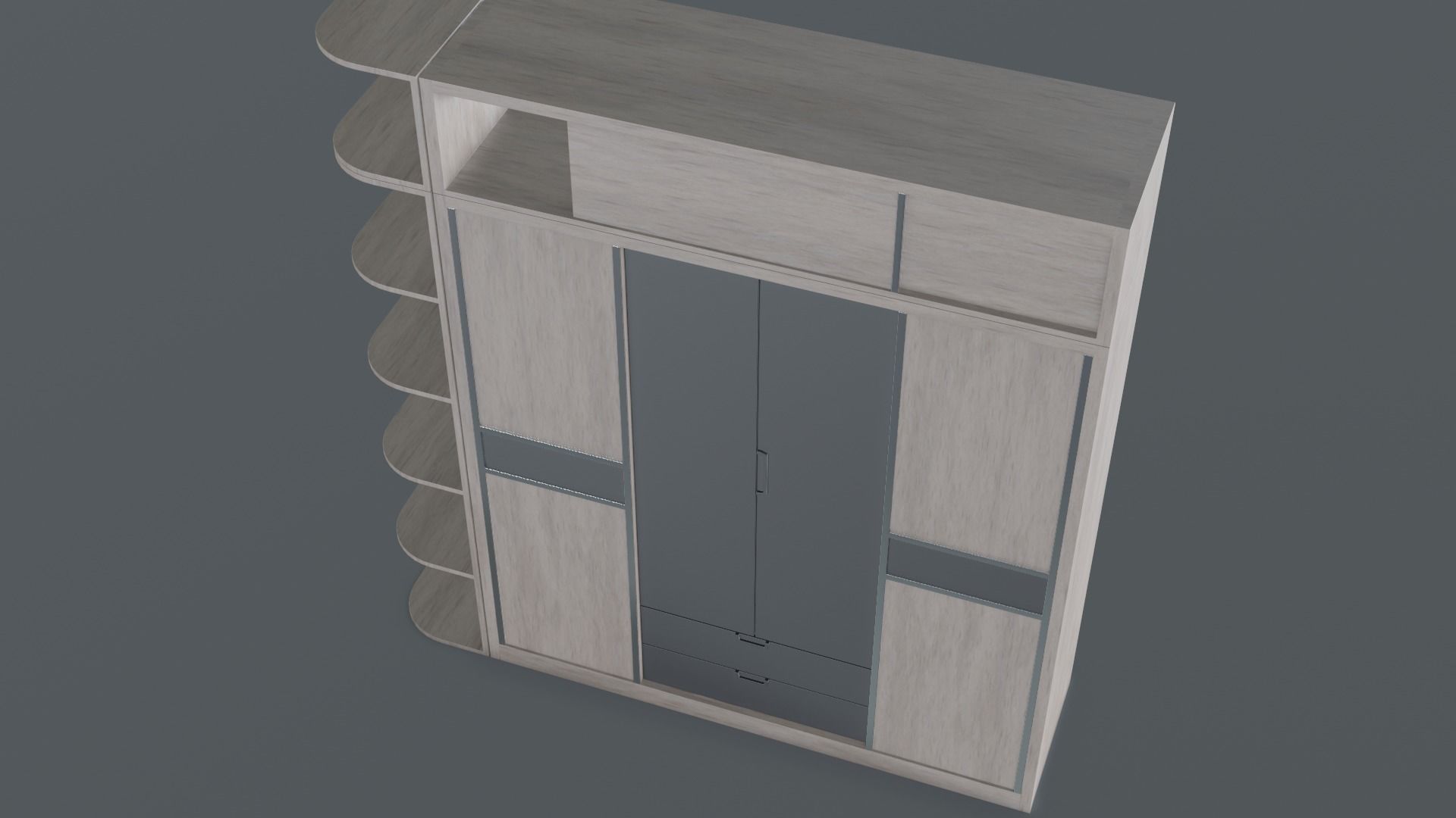 Scandinavian Modern Wardrobe Low-poly 3D model_13