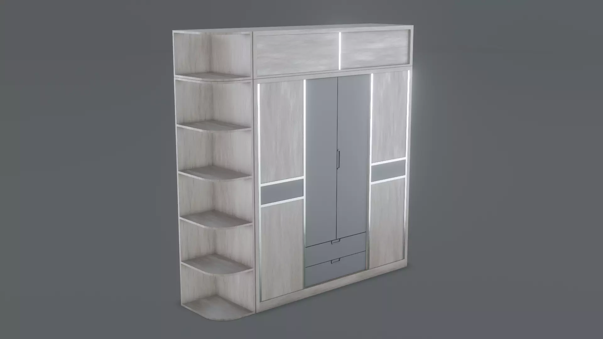 Scandinavian Modern Wardrobe Low-poly 3D model_0