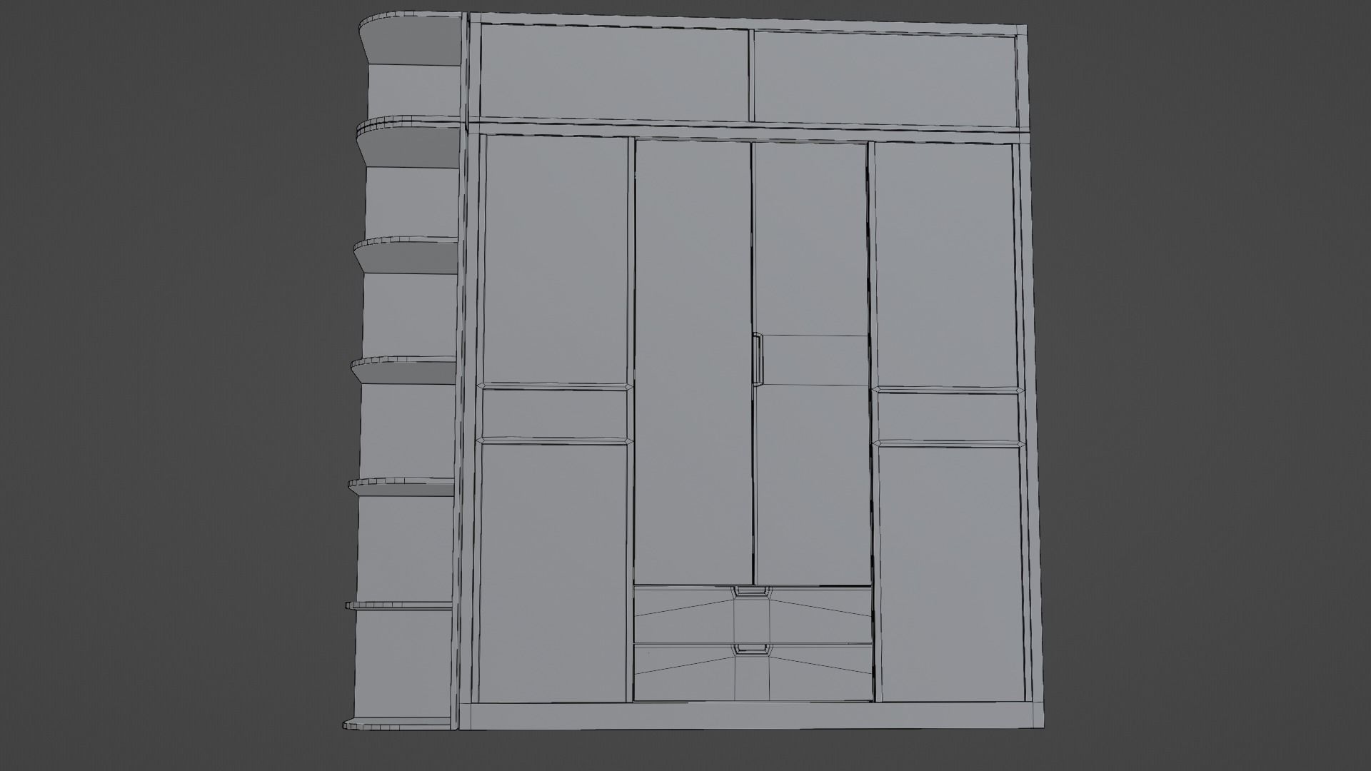 Scandinavian Modern Wardrobe Low-poly 3D model_26