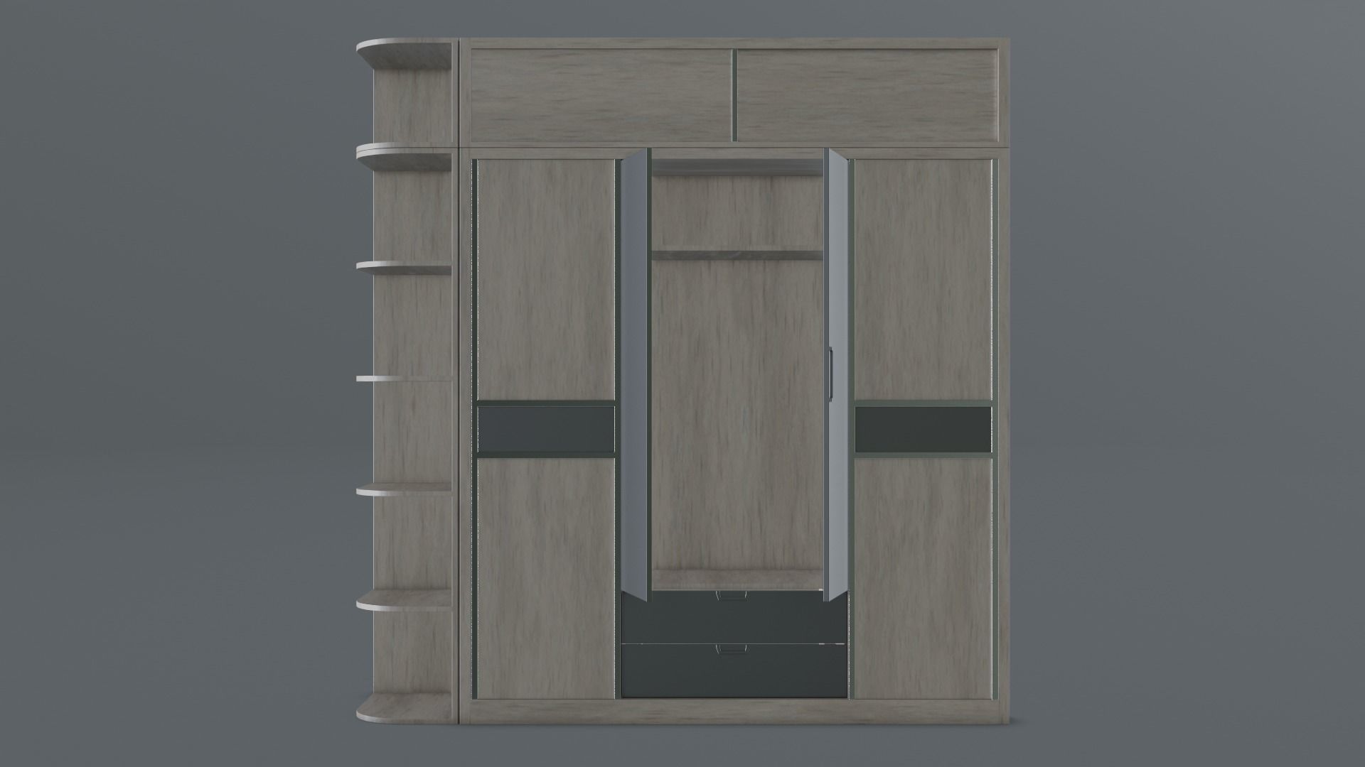 Scandinavian Modern Wardrobe Low-poly 3D model_18
