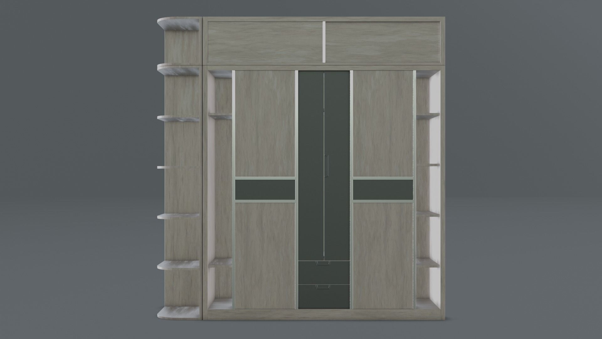Scandinavian Modern Wardrobe Low-poly 3D model_11