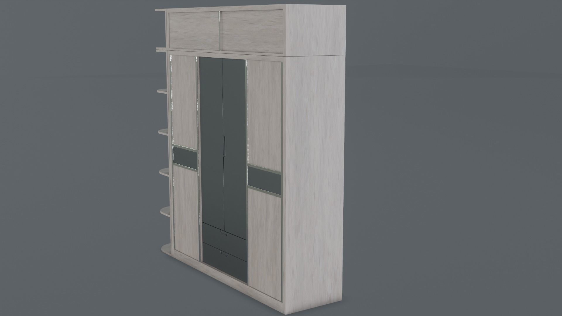 Scandinavian Modern Wardrobe Low-poly 3D model_3