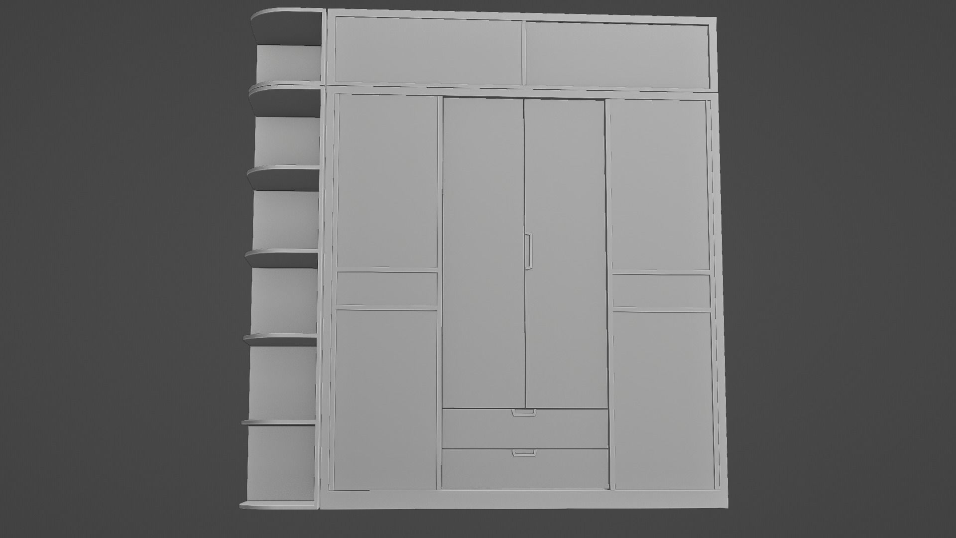 Scandinavian Modern Wardrobe Low-poly 3D model_31