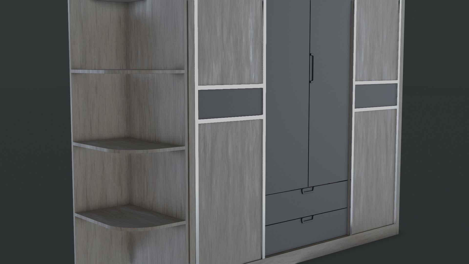 Scandinavian Modern Wardrobe Low-poly 3D model_9