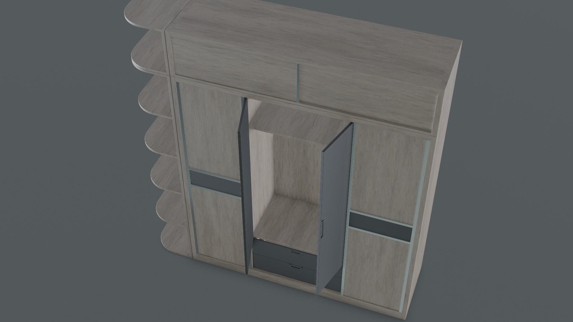 Scandinavian Modern Wardrobe Low-poly 3D model_17