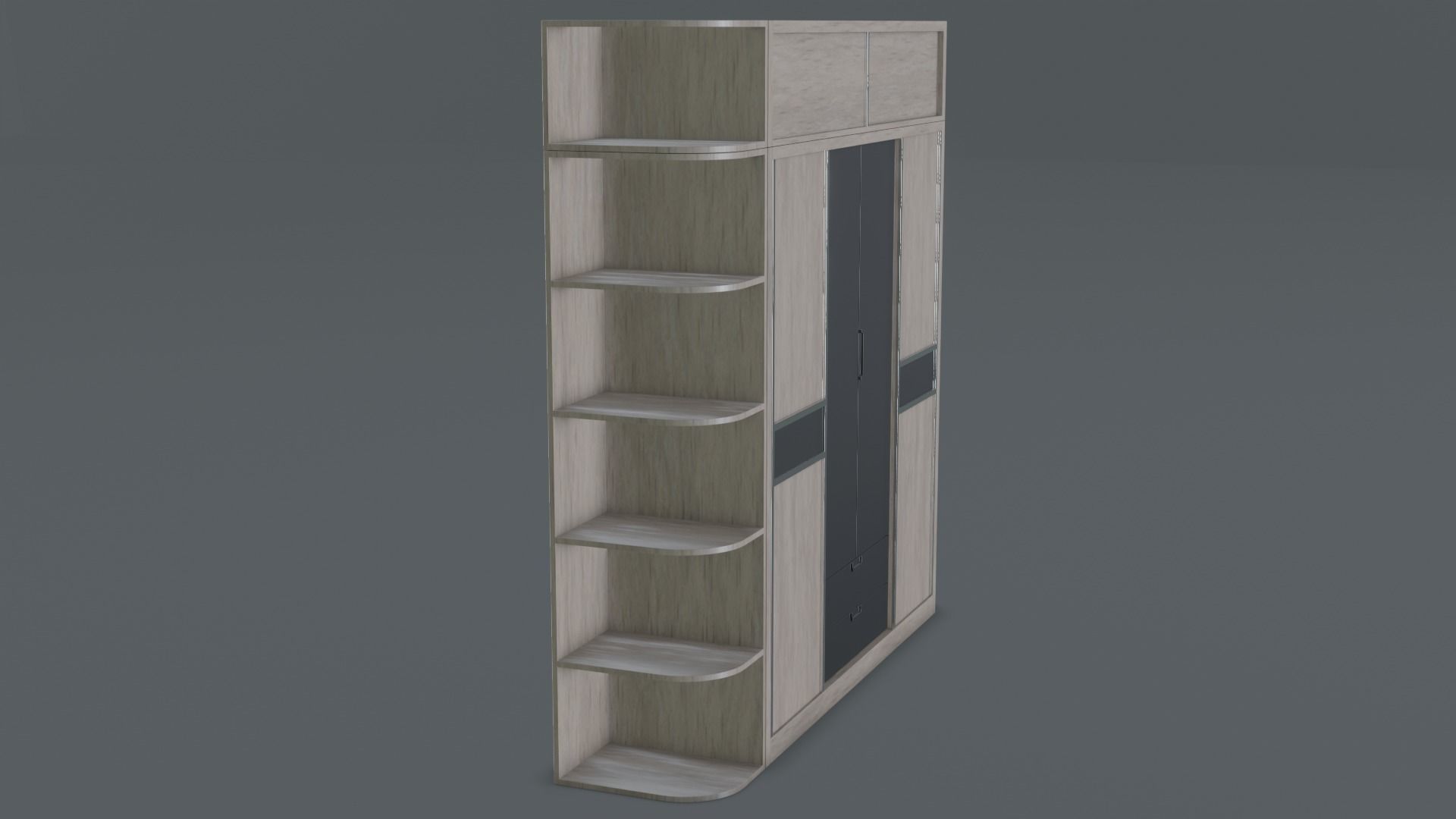 Scandinavian Modern Wardrobe Low-poly 3D model_6