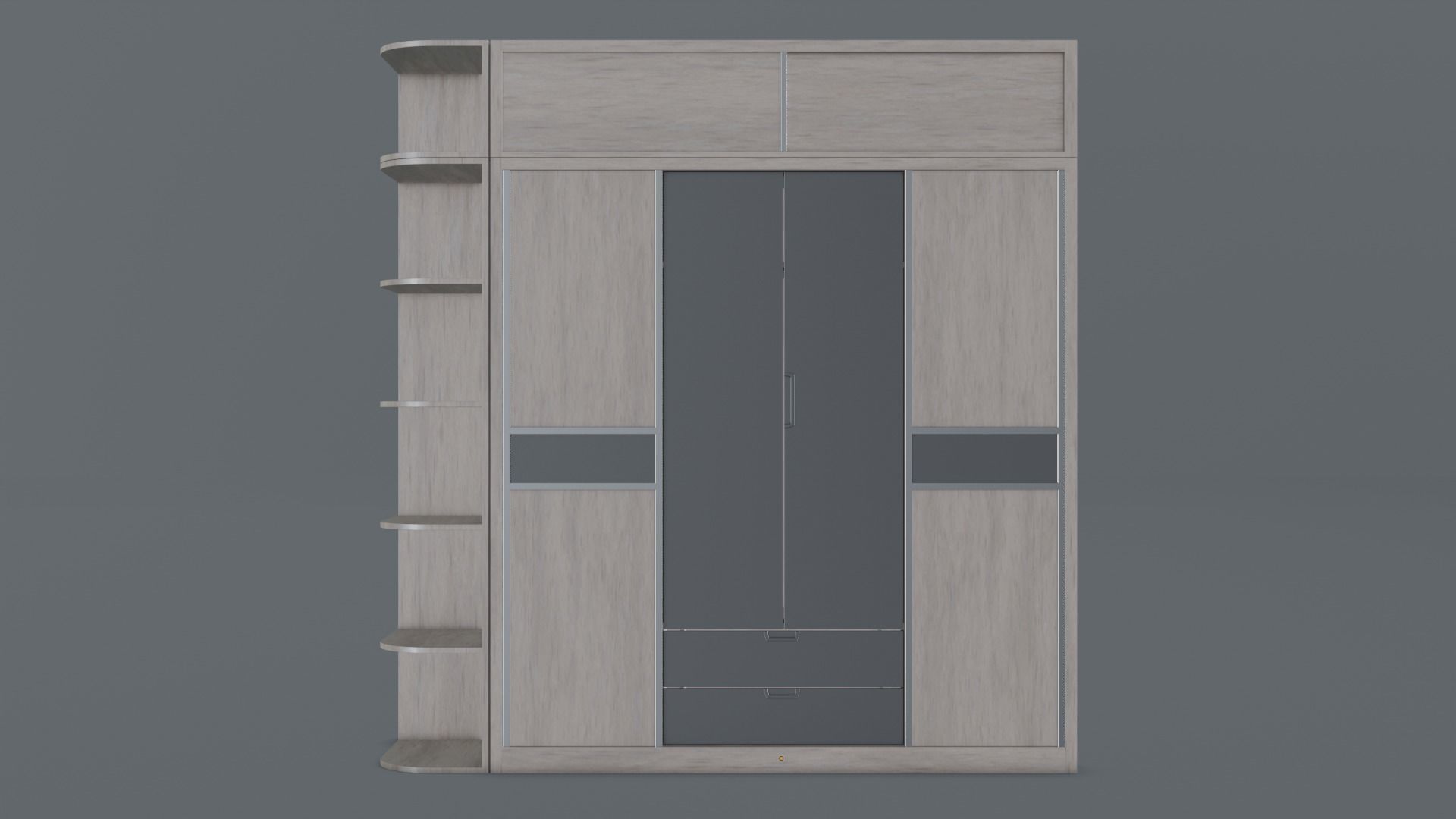 Scandinavian Modern Wardrobe Low-poly 3D model_10