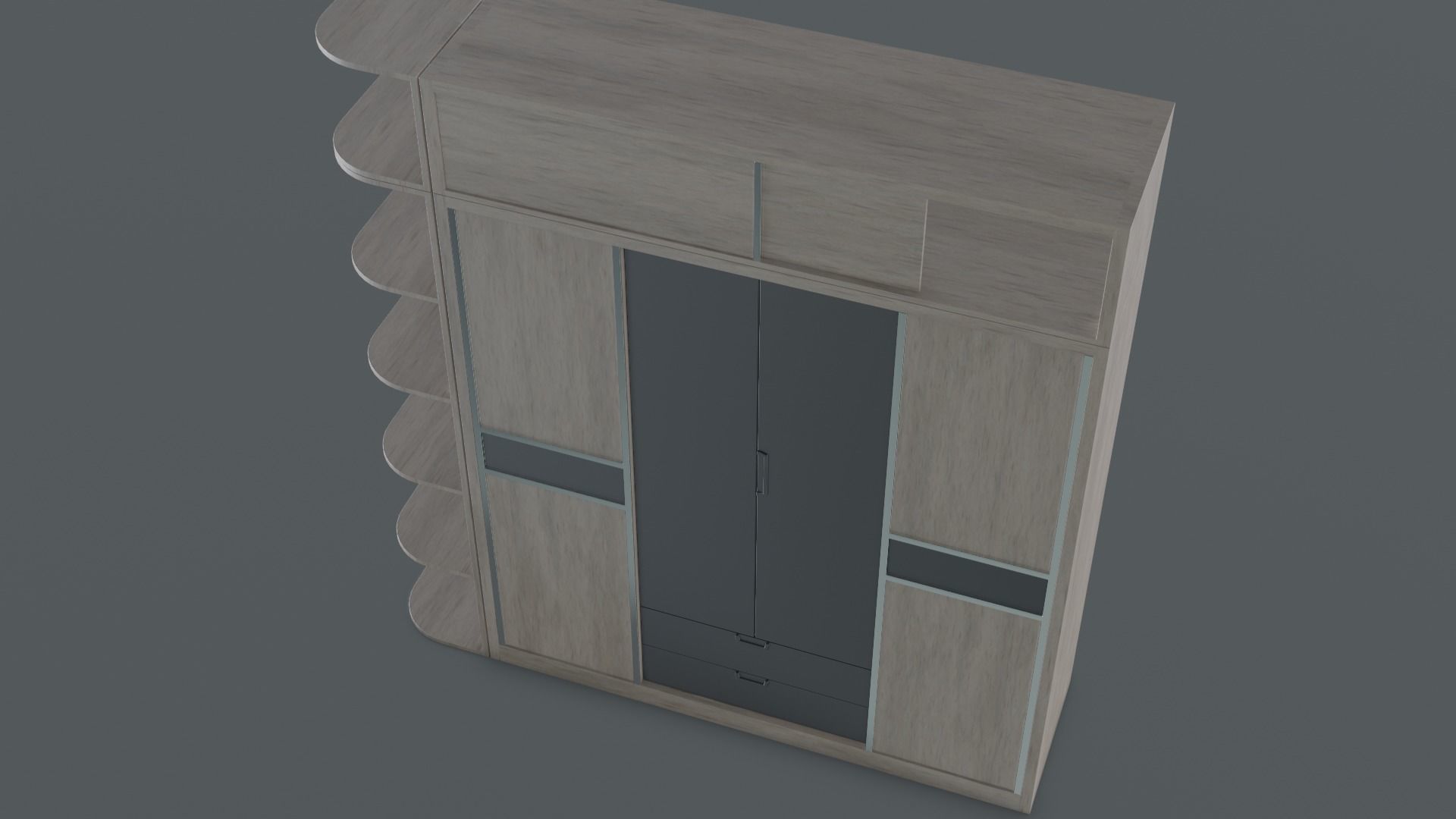 Scandinavian Modern Wardrobe Low-poly 3D model_16