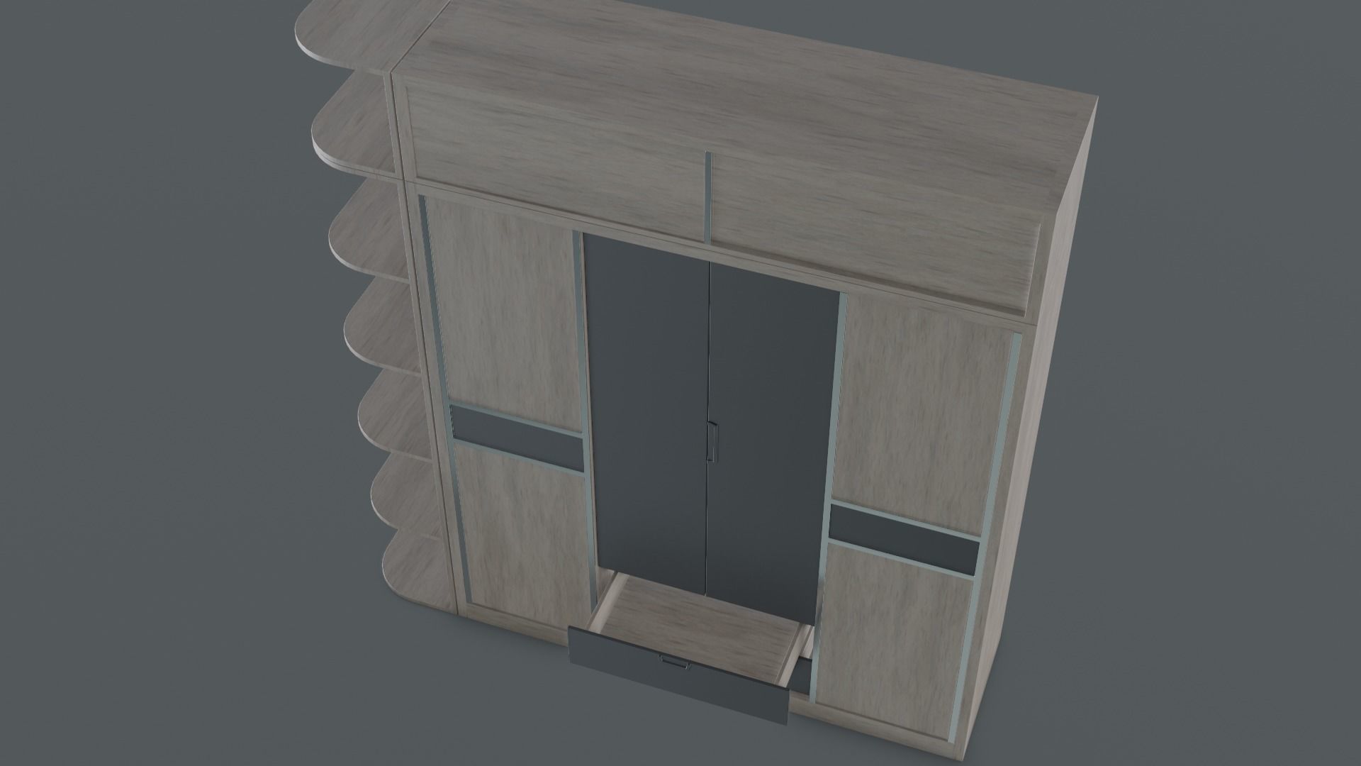 Scandinavian Modern Wardrobe Low-poly 3D model_19