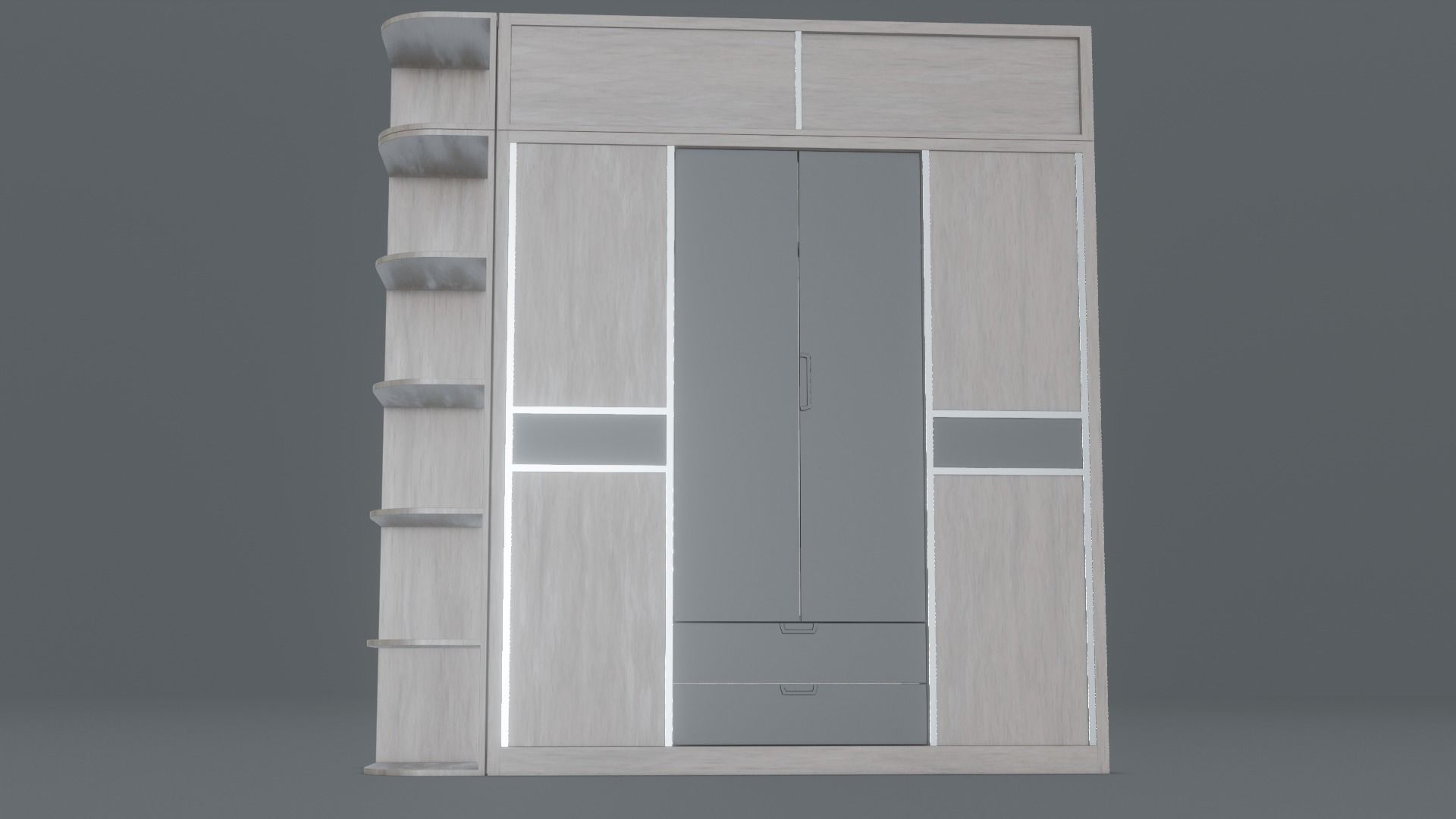 Scandinavian Modern Wardrobe Low-poly 3D model_1