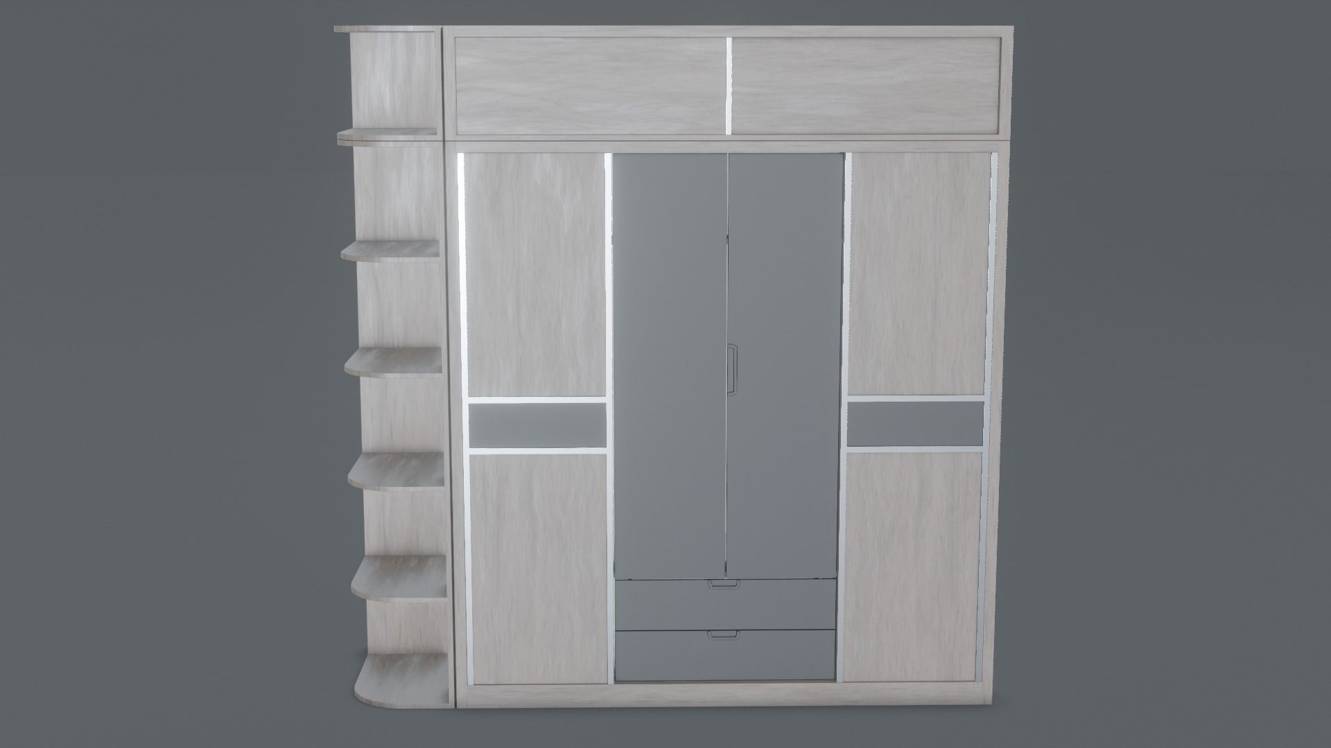 Scandinavian Modern Wardrobe Low-poly 3D model_2