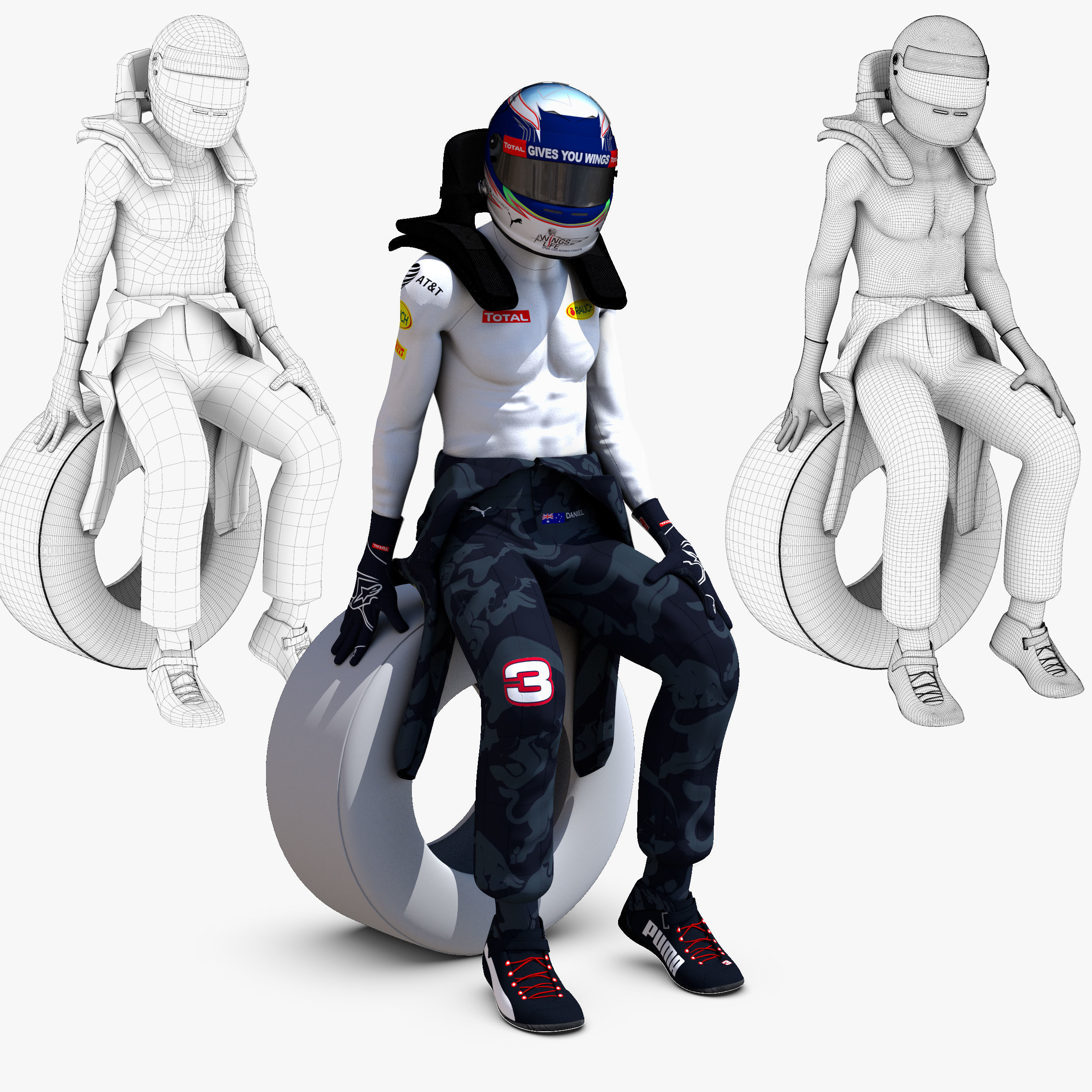 Daniel Ricciardo 2016 Low-poly 3D model_2