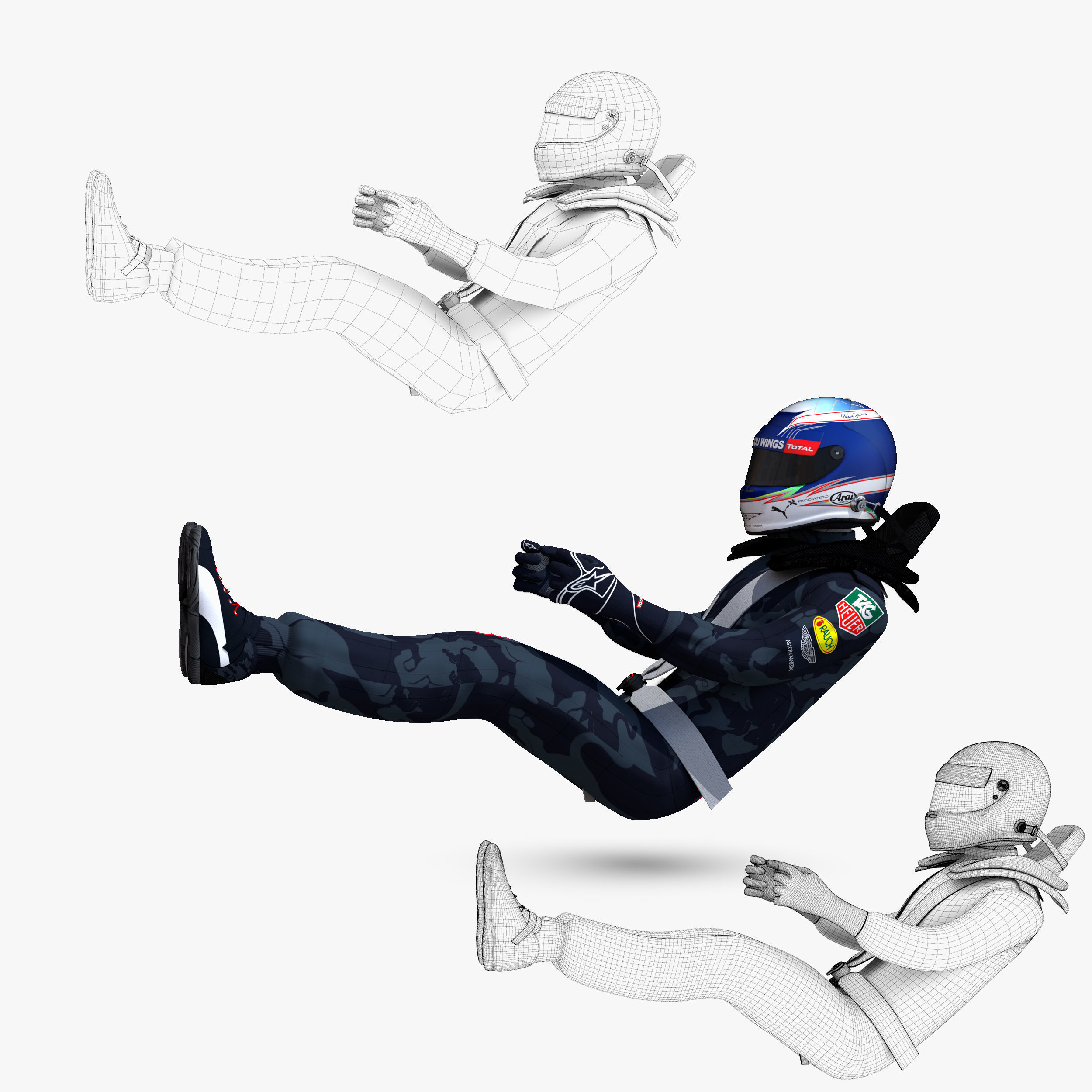 Daniel Ricciardo 2016 Low-poly 3D model_8