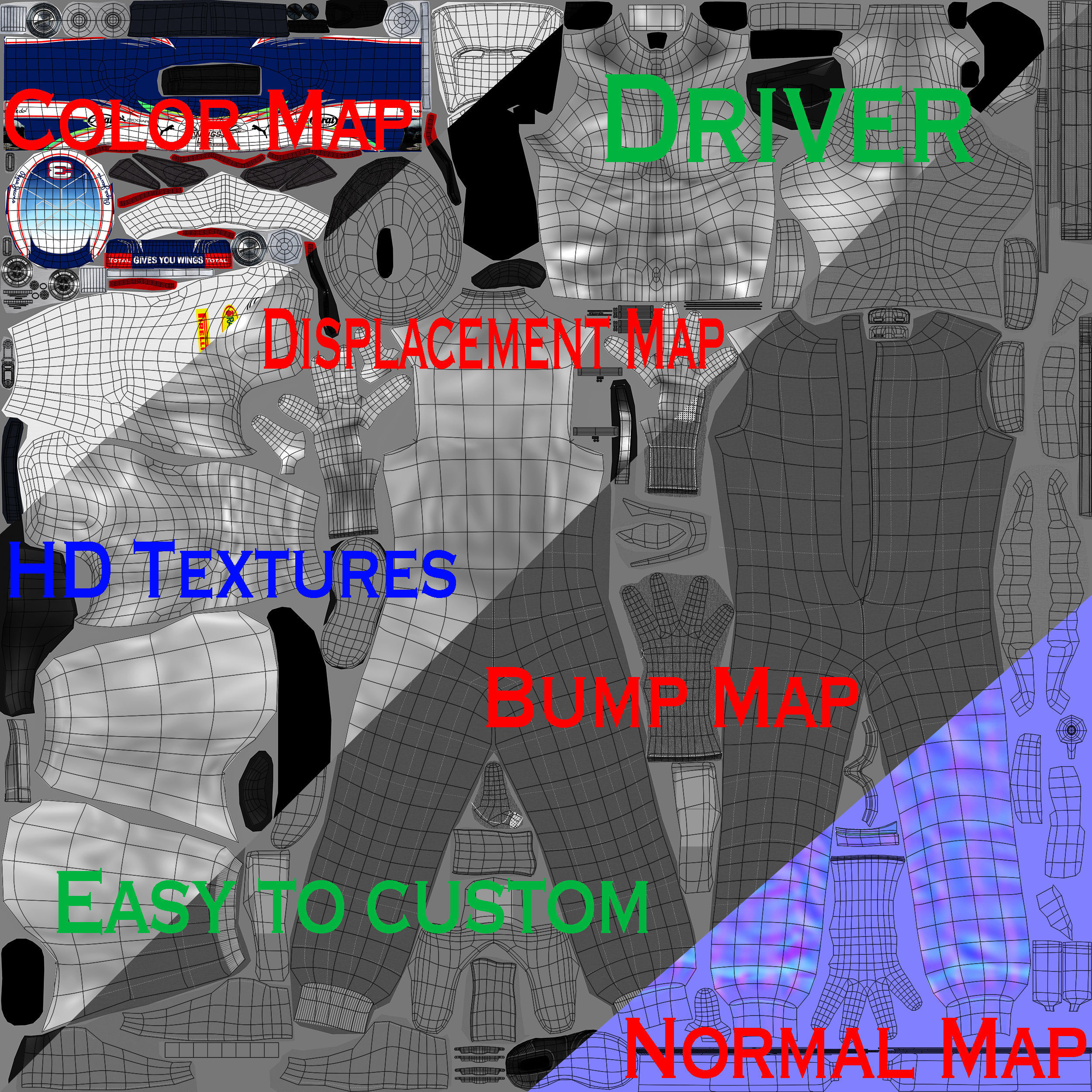 Daniel Ricciardo 2016 Low-poly 3D model_11