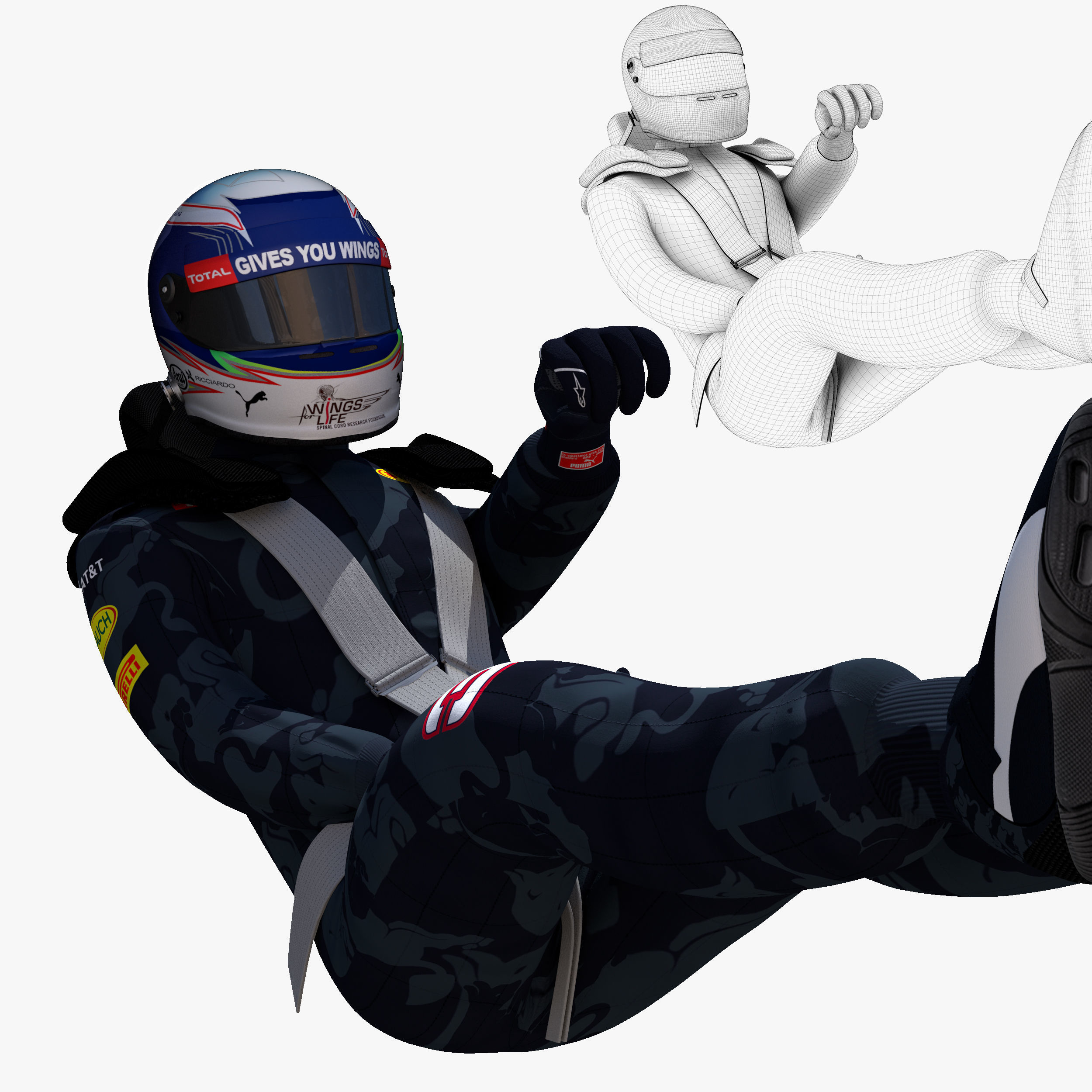 Daniel Ricciardo 2016 Low-poly 3D model_3