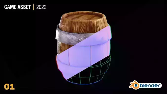 Stylized Barrel Low-poly 3D model
