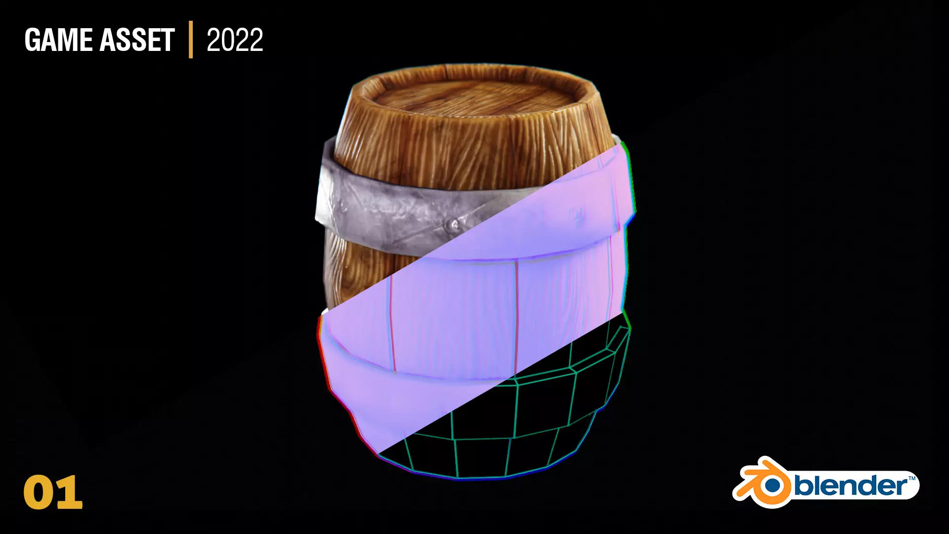Stylized Barrel Low-poly 3D model