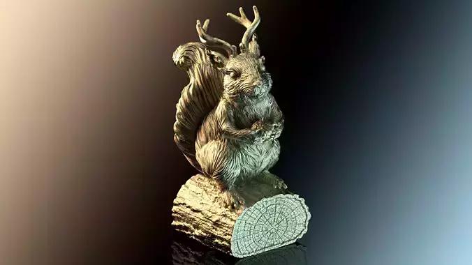 Ratatoskr sculpture of squirrel with antlers
