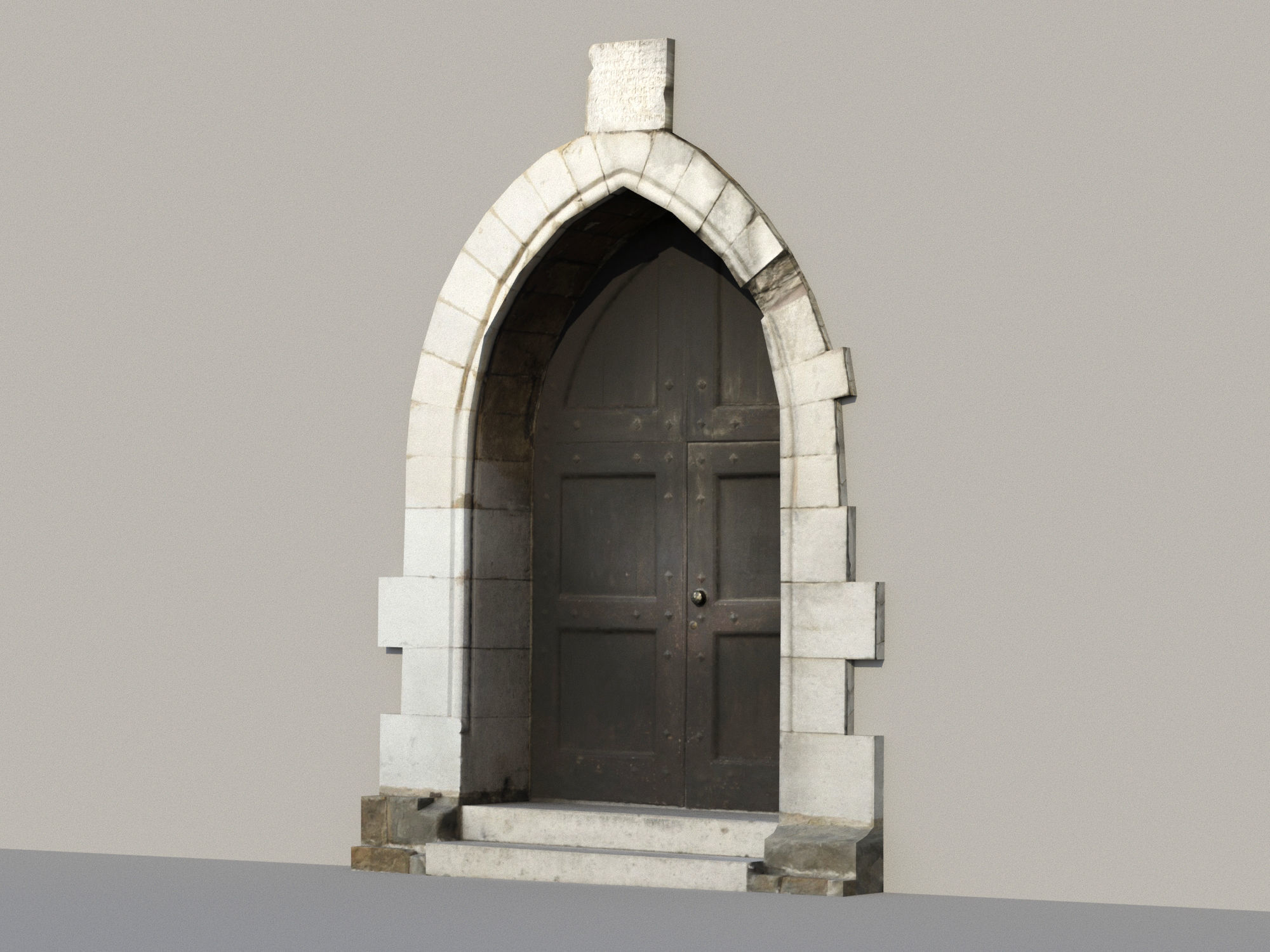 Ancient door Low-poly 3D model_3