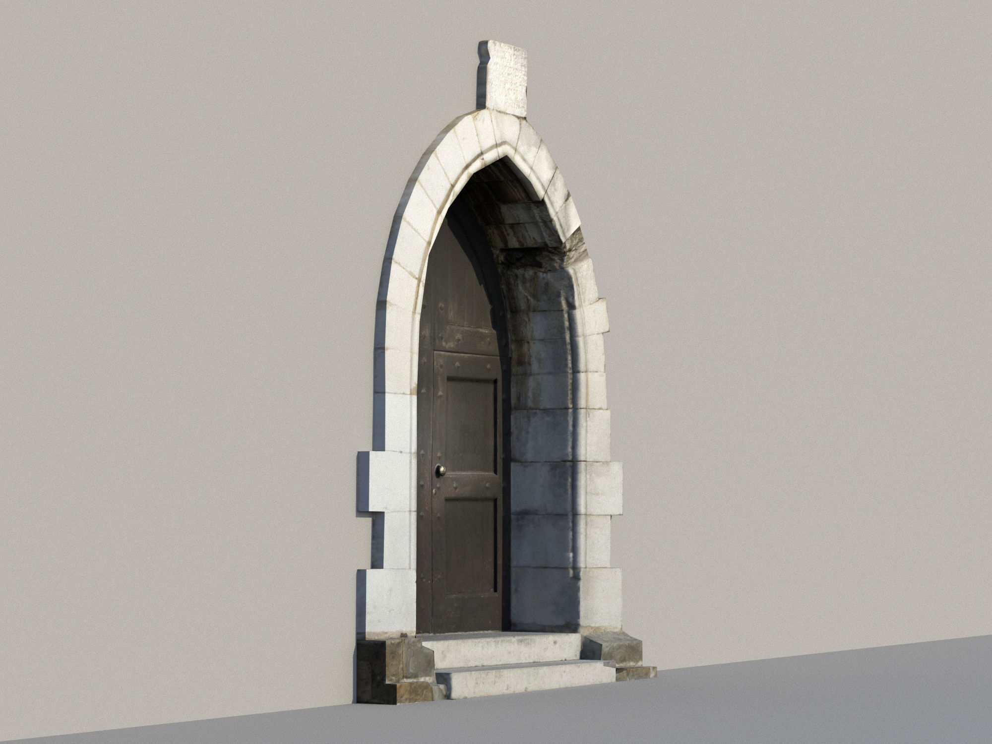 Ancient door Low-poly 3D model_2