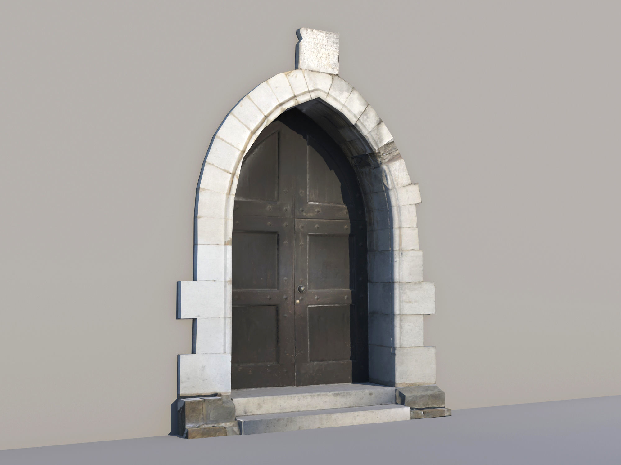 Ancient door Low-poly 3D model_1