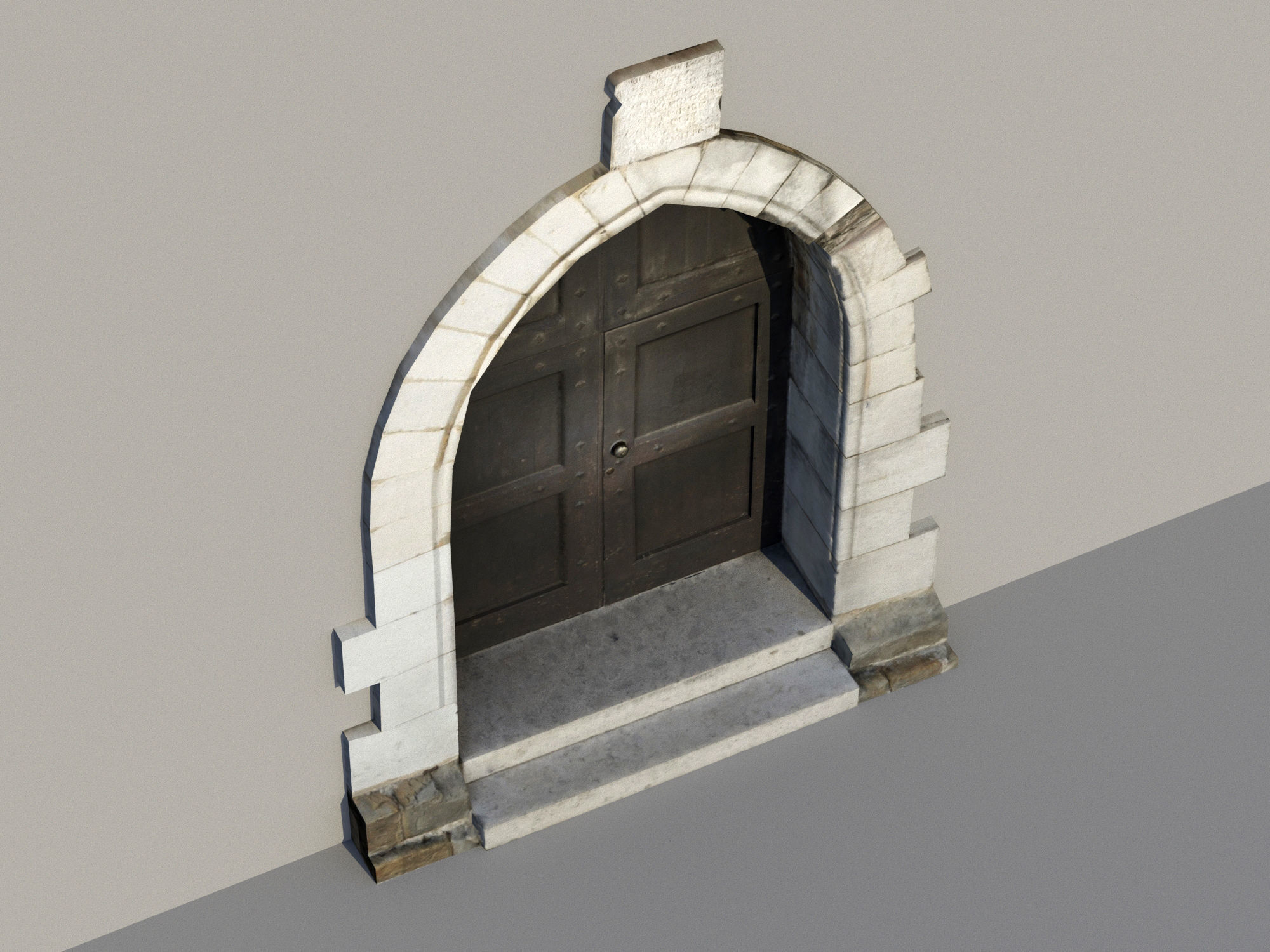 Ancient door Low-poly 3D model_7