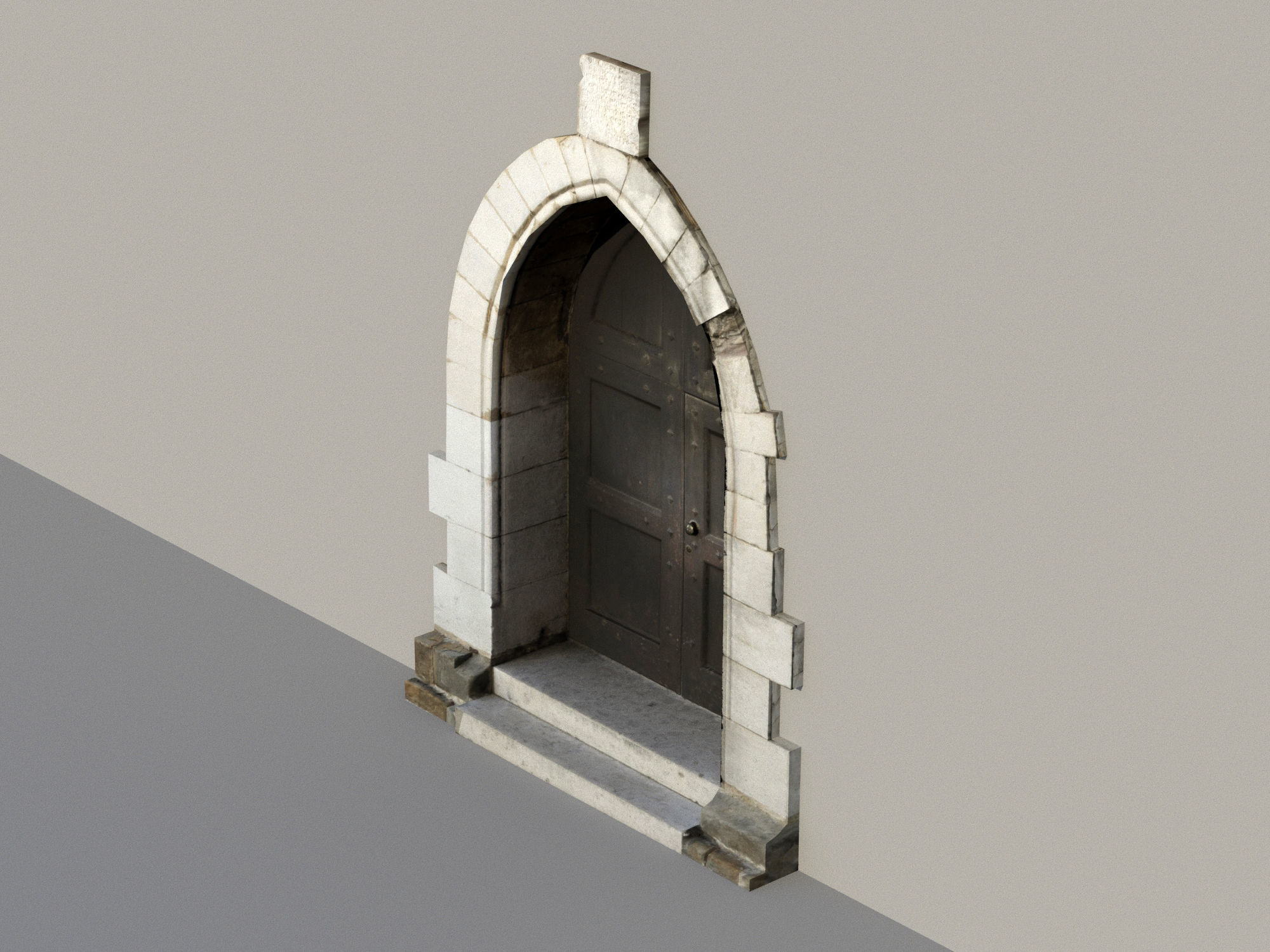 Ancient door Low-poly 3D model_5