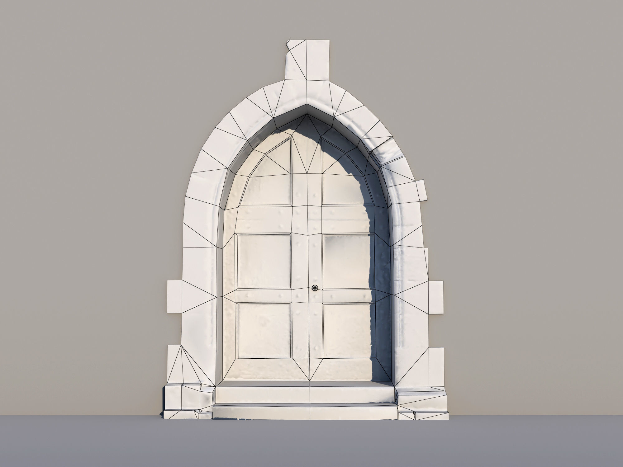 Ancient door Low-poly 3D model_12