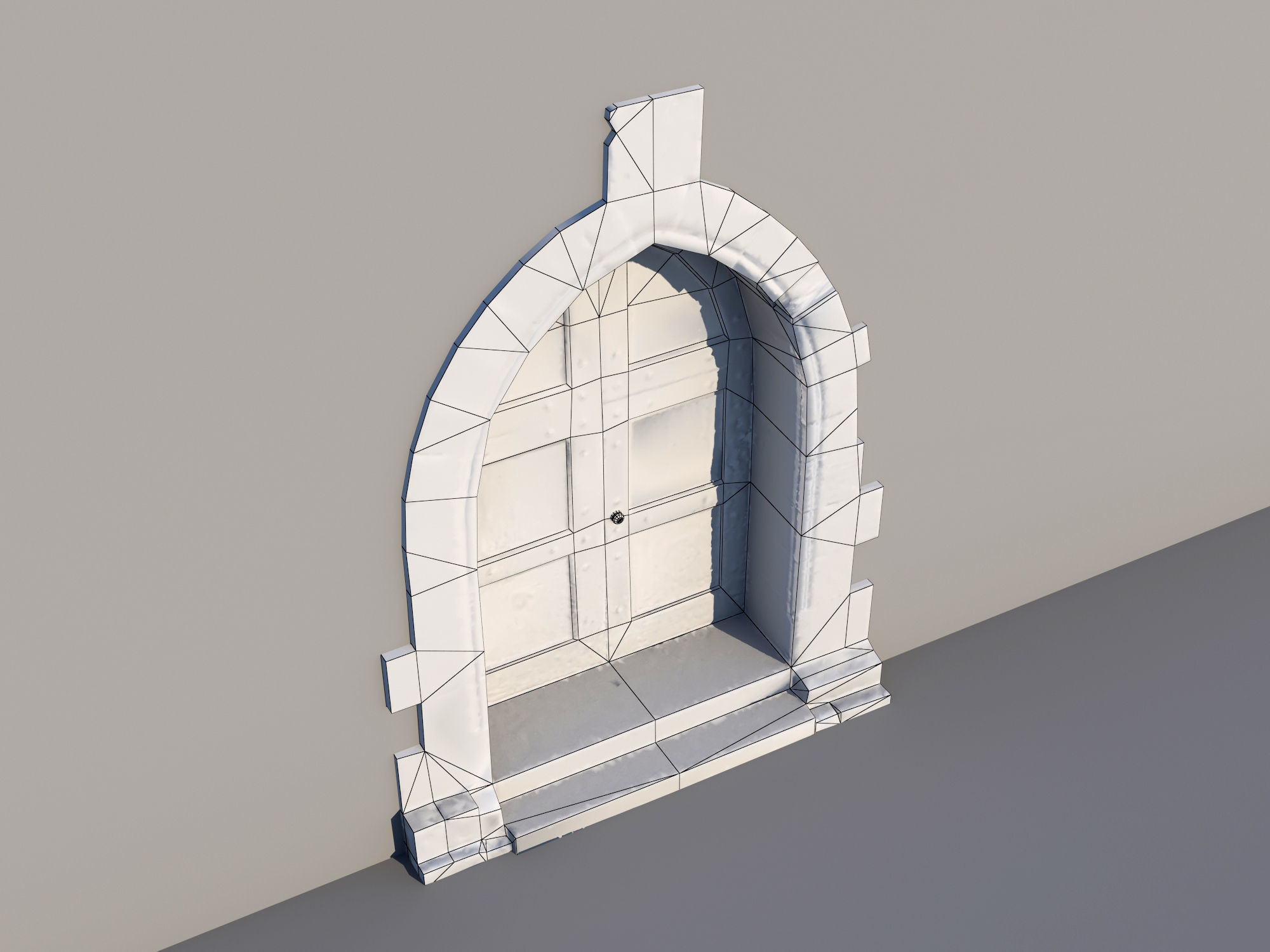 Ancient door Low-poly 3D model_13