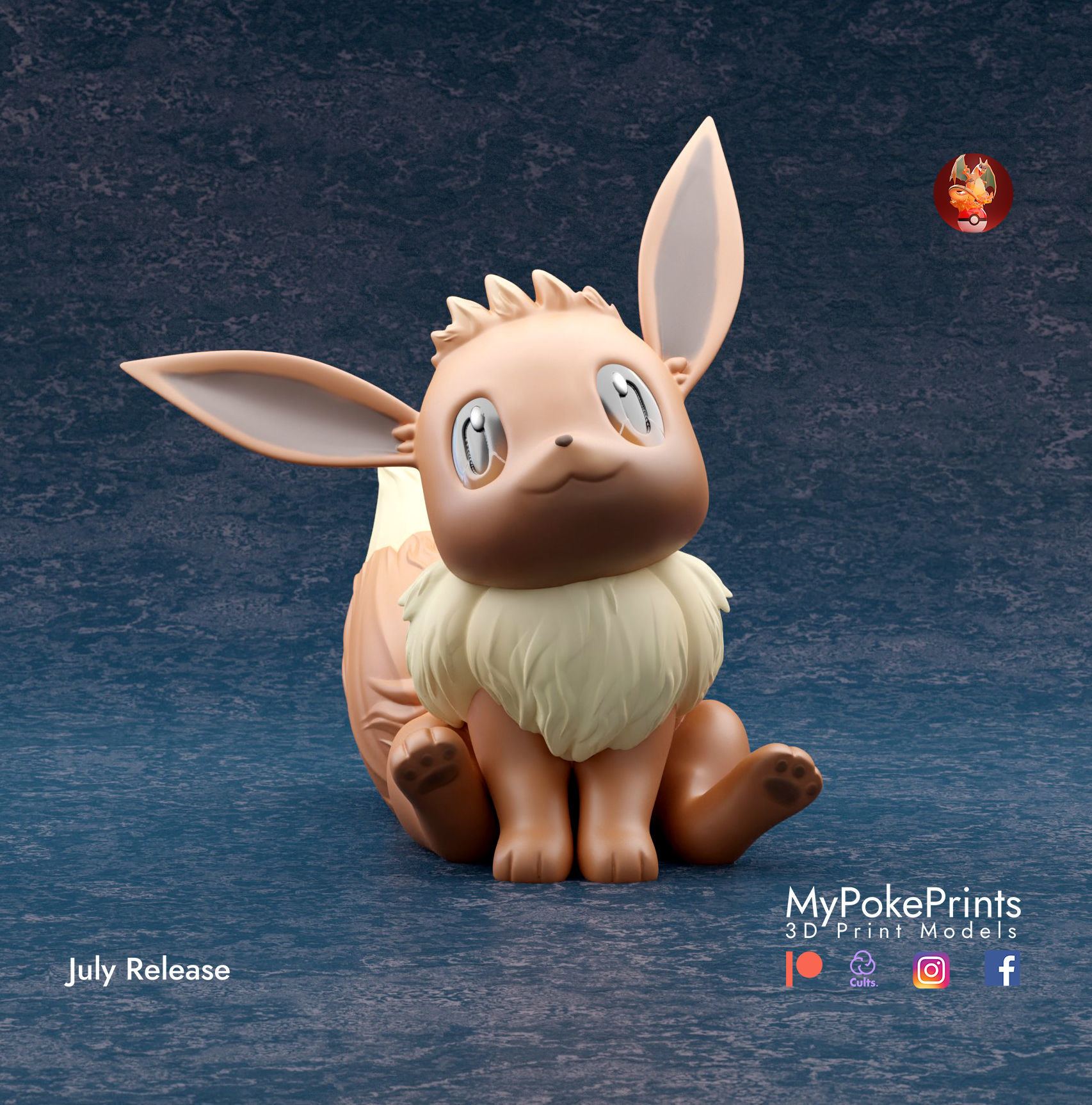 EEVEE 3 POSES - PRE-SUPPORTED POKEMON 3D print model_6