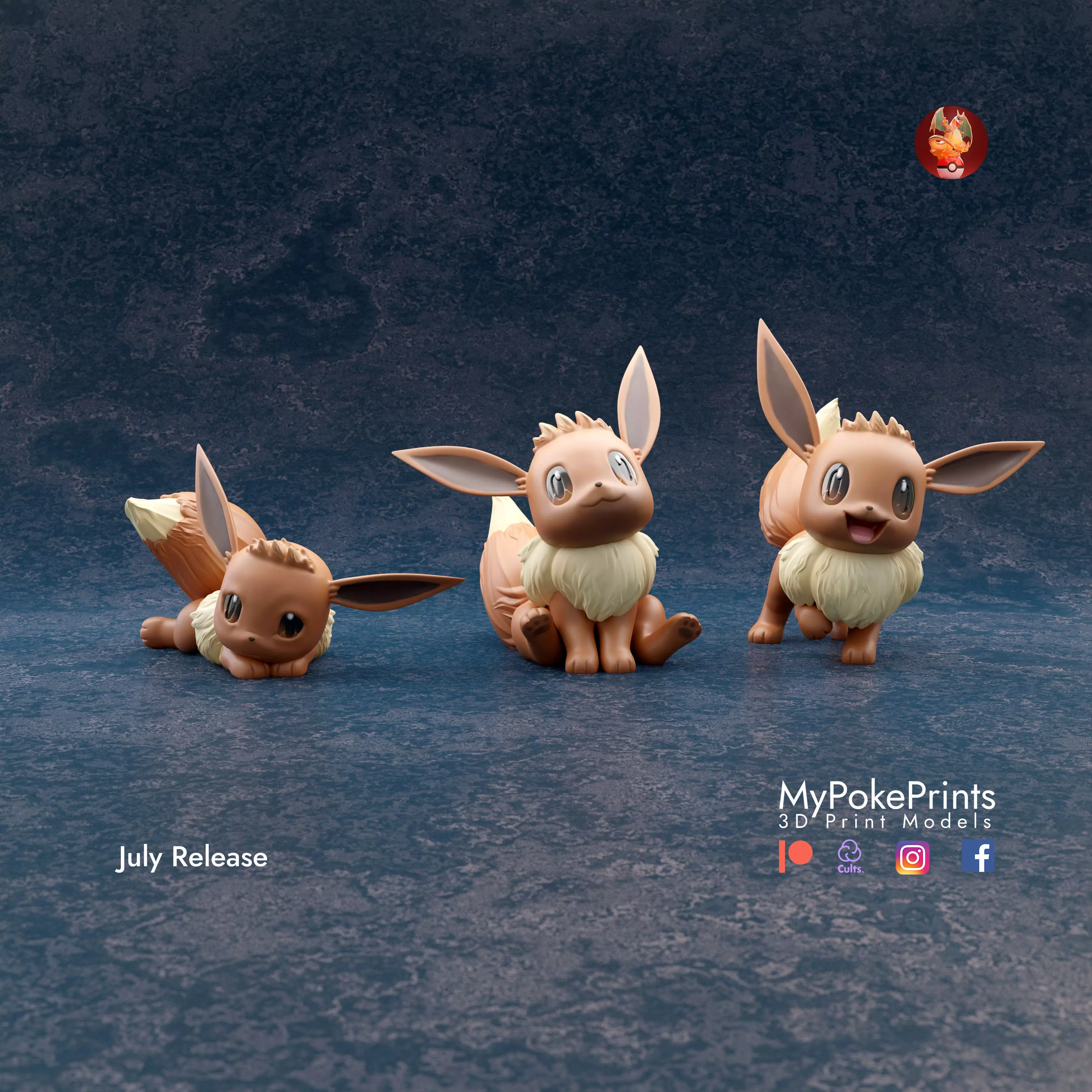 EEVEE 3 POSES - PRE-SUPPORTED POKEMON 3D print model_0