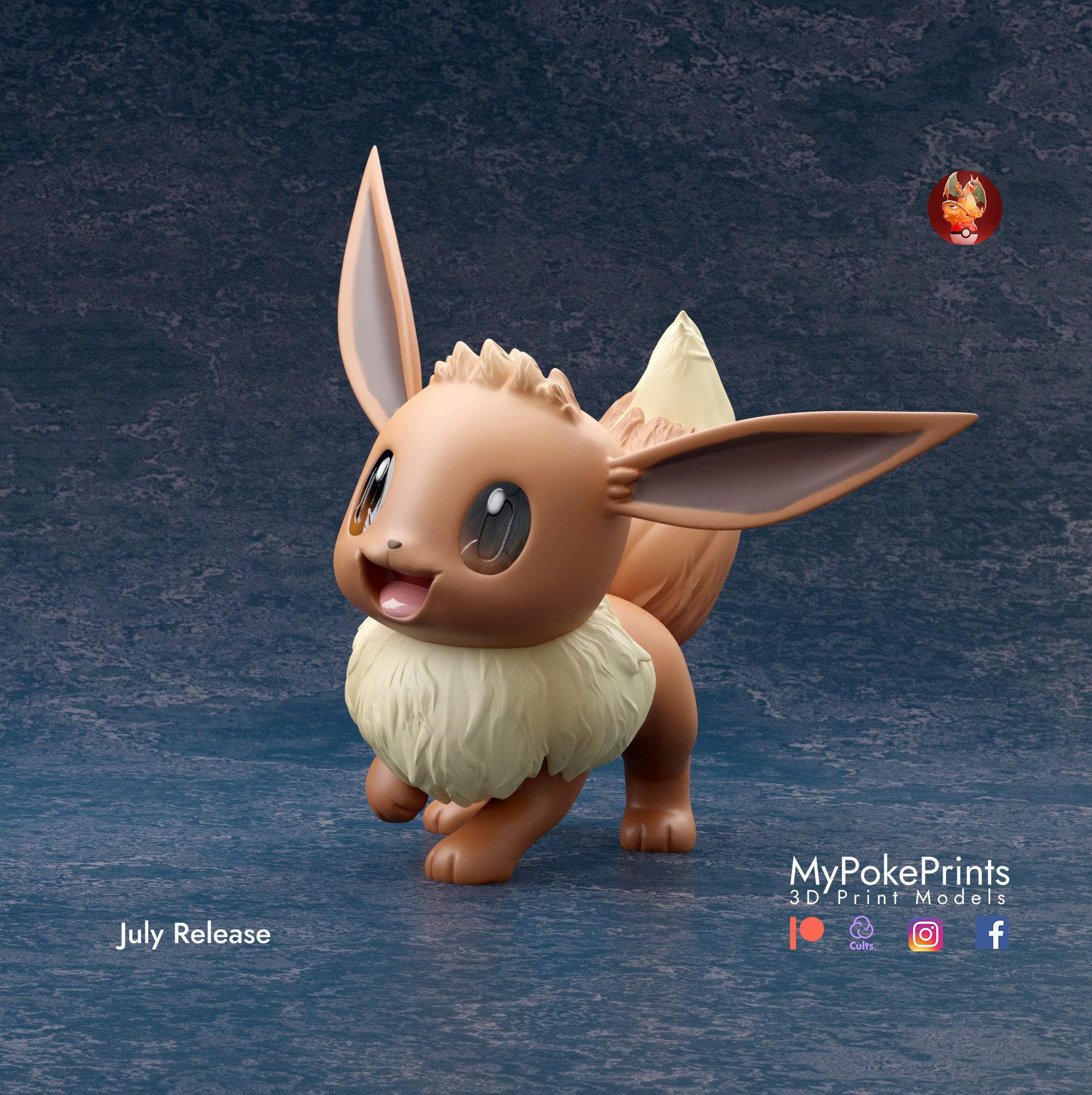 EEVEE 3 POSES - PRE-SUPPORTED POKEMON 3D print model_2
