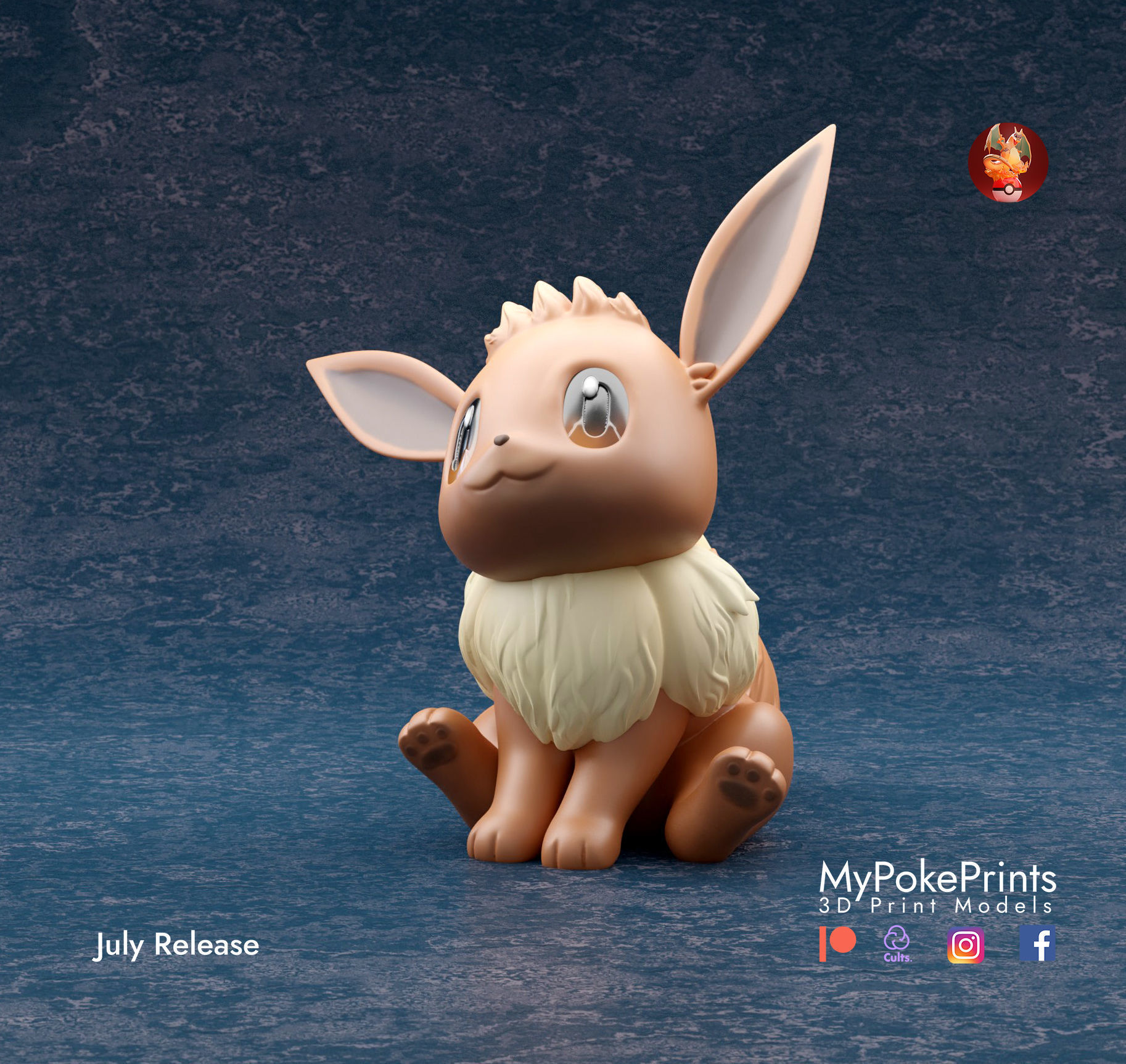 EEVEE 3 POSES - PRE-SUPPORTED POKEMON 3D print model_5