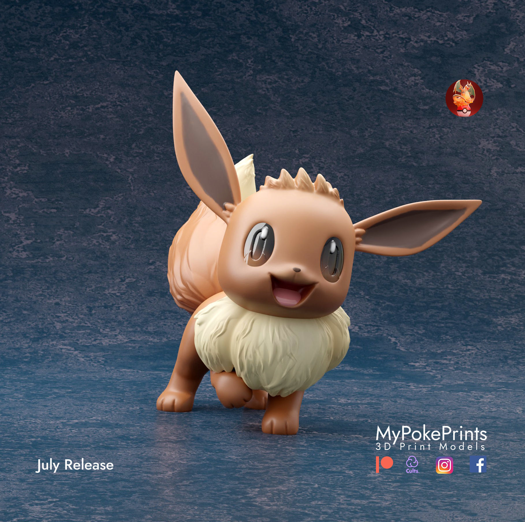 EEVEE 3 POSES - PRE-SUPPORTED POKEMON 3D print model_7