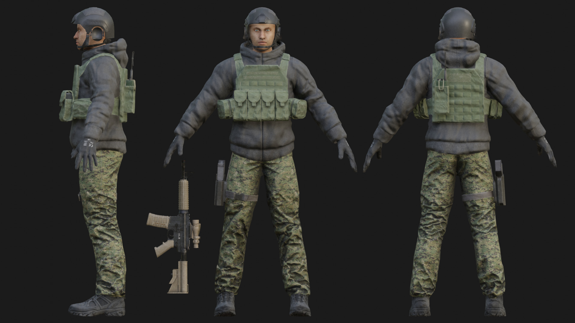 Special Forces Soldier Low-poly 3D model_2