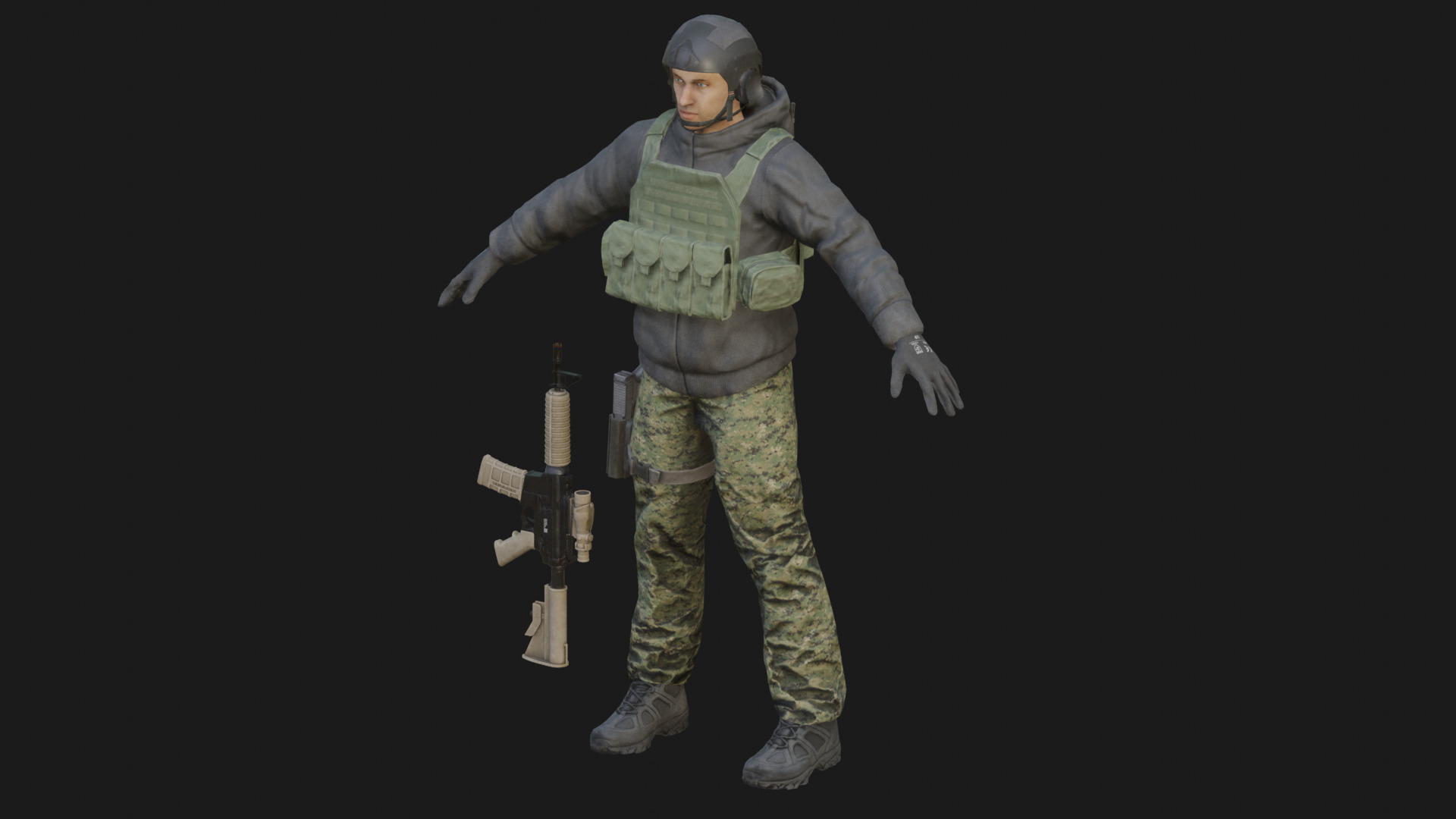 Special Forces Soldier Low-poly 3D model_1