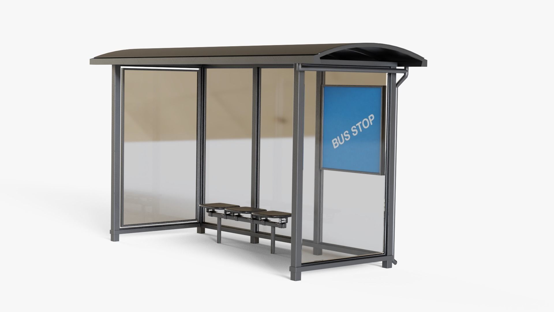 Bus Stop Low-poly 3D model_5