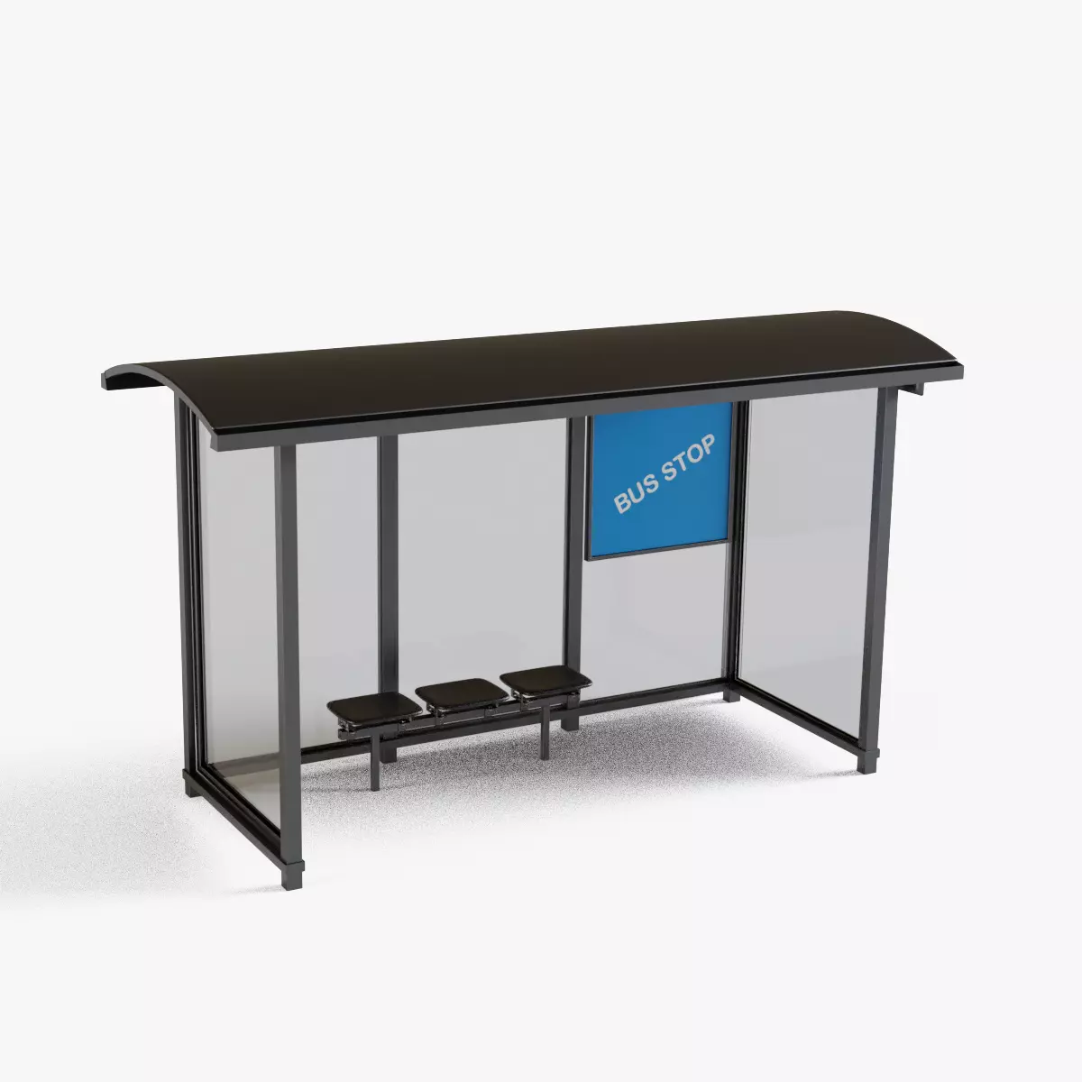 Bus Stop Low-poly 3D model_0