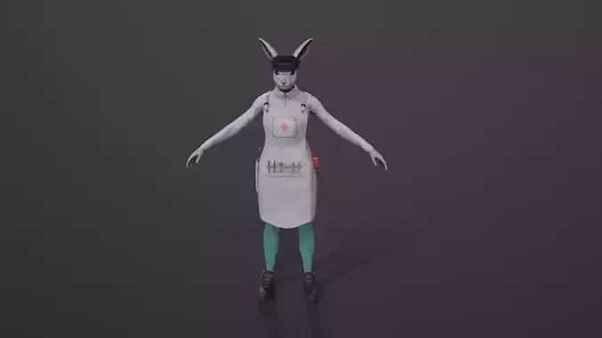 Rabbit doctor  3d character low poly Low-poly 3D model