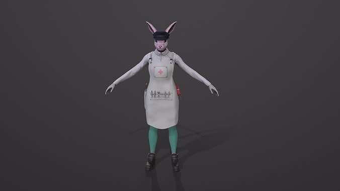 Rabbit doctor  3d character low poly Low-poly 3D model