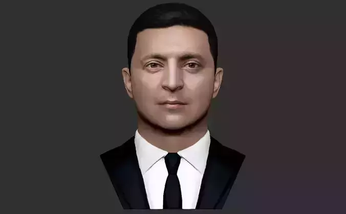 Volodymyr Zelensky bust ready for full color 3D printing 3D print model